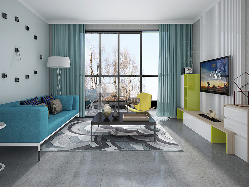 modern home blue and white living room interior design