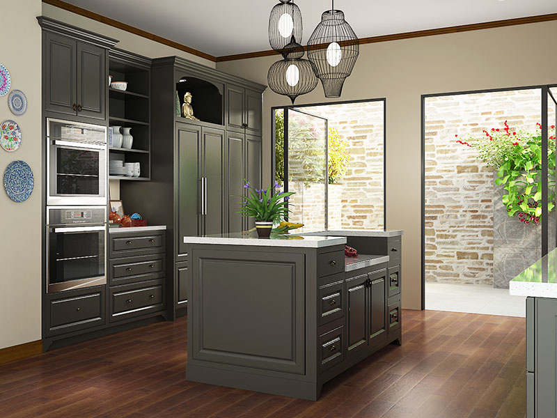 Traditional Grey Lacquer Kitchen OPPEIN OP15-L21