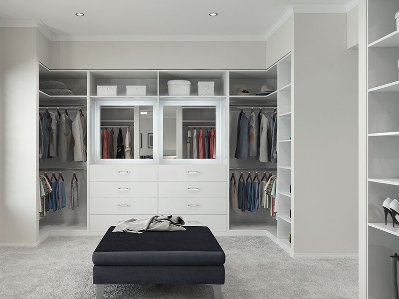 modern white melamine built-in wardrobe