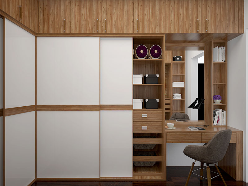 modern built-in wardrobe with dressing table