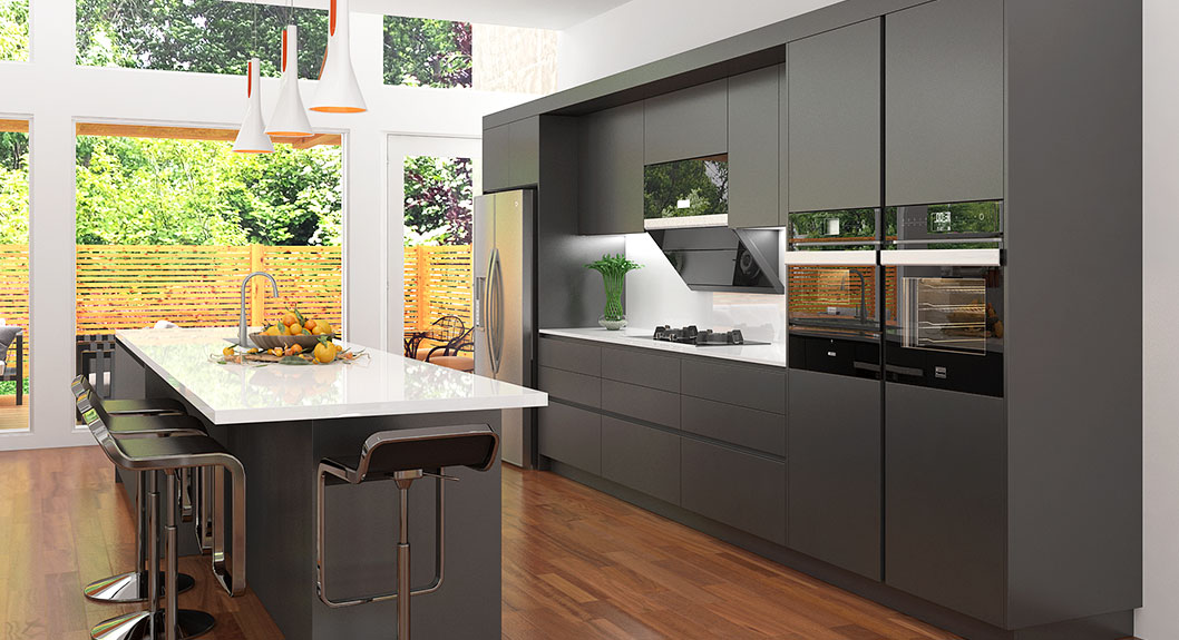 contemporary minimalist black kitchen cabinets