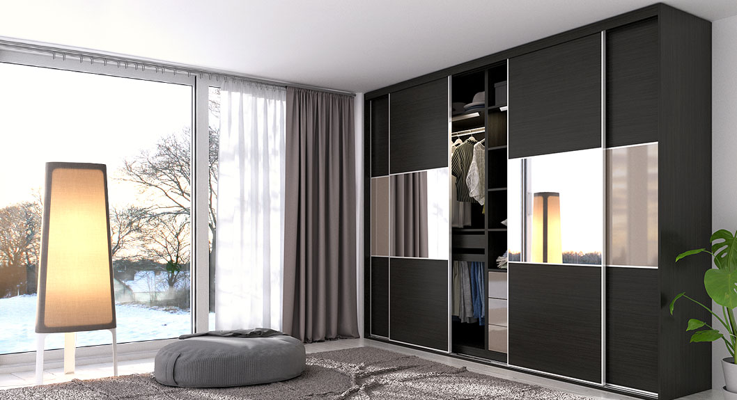 modern black ready-made wardrobe
