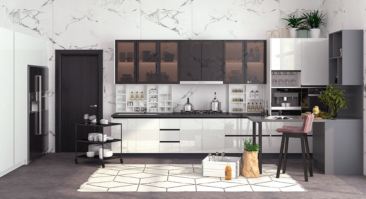 modern white gloss kitchen cabinets