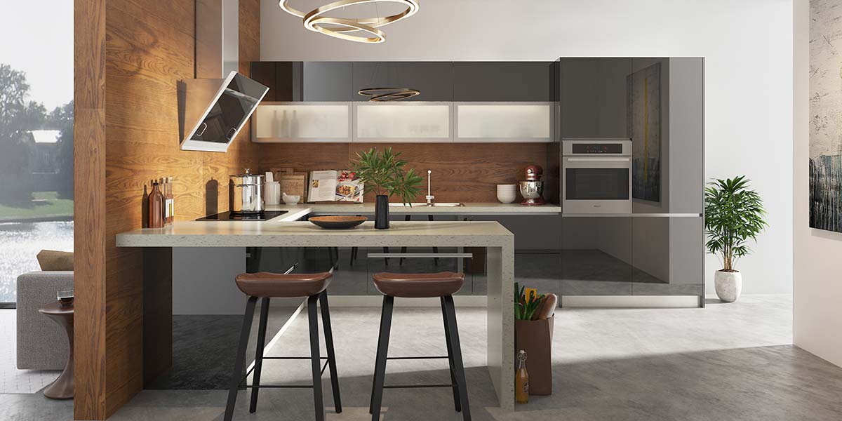 modern high gloss black kitchen cabinets