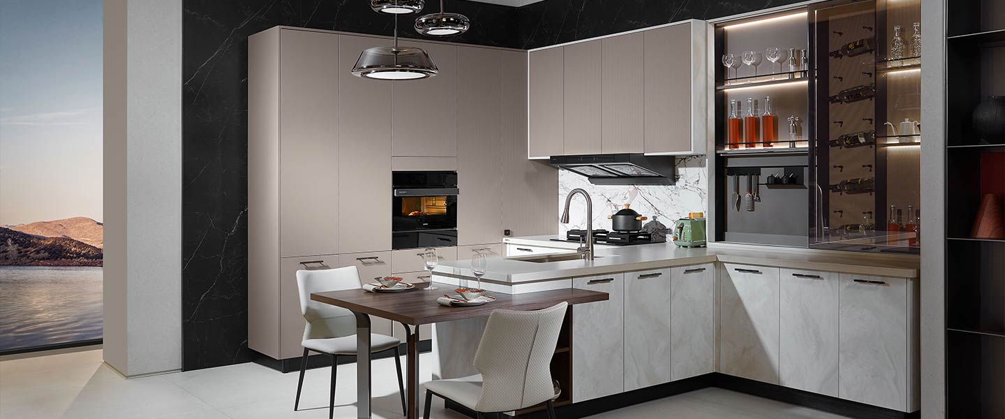 two tone grey and white kitchen cabinets