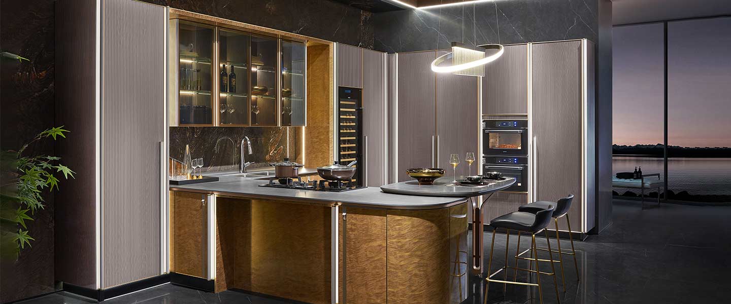metallic finish modern kitchen cabinets