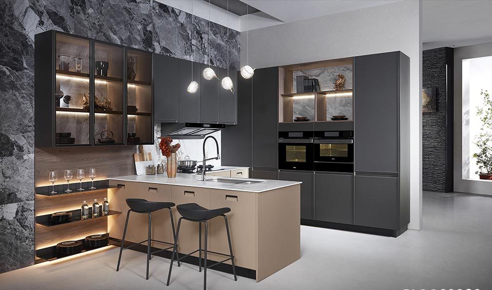 black slim shaker kitchen cabinets
