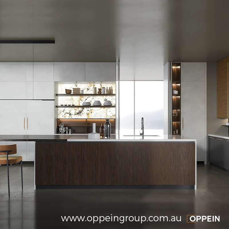 Luxury Wood Veneer European Kitchen Cabinet-1