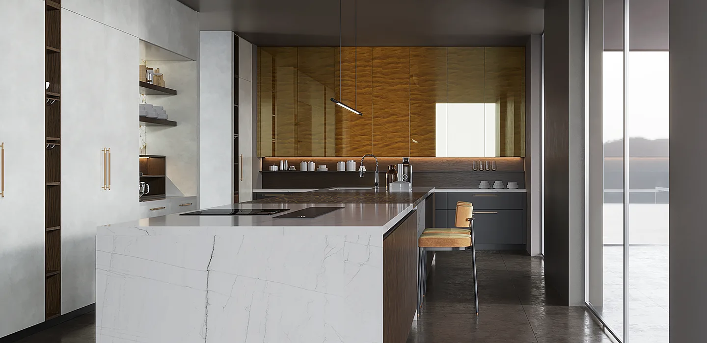 Luxury Wood Veneer European Kitchen Cabinet-4