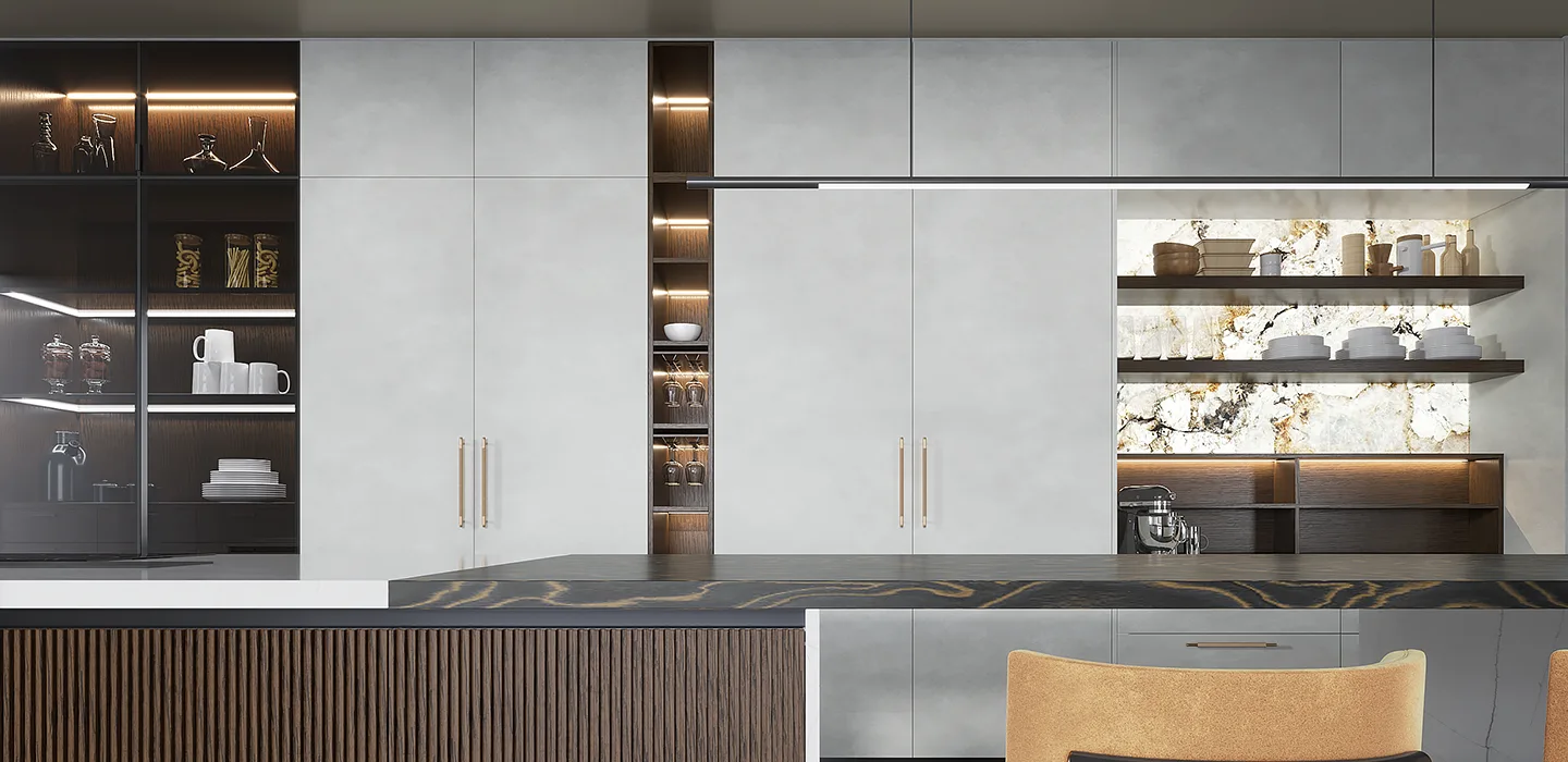 Luxury Wood Veneer European Kitchen Cabinet-6