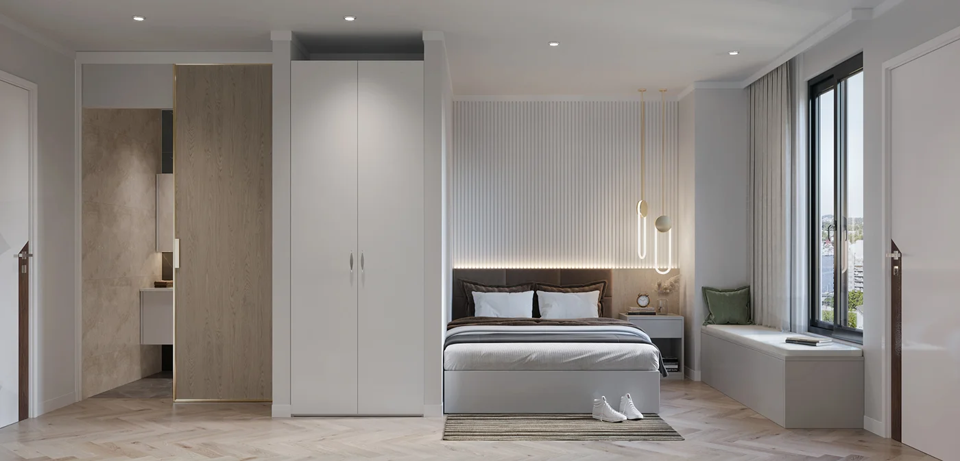 simple studio apartment bedroom design