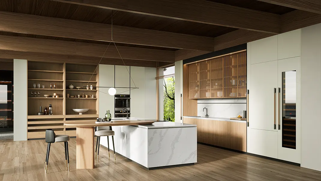 modern minimalist cream and oak kitchen design