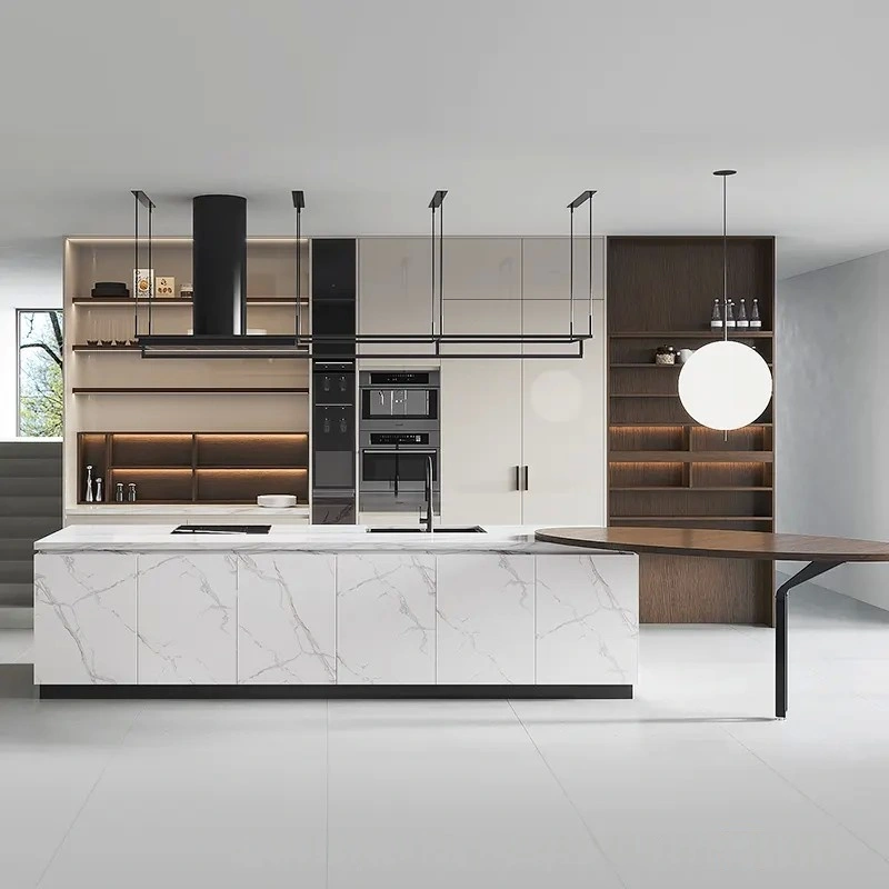 Modern Custom White Kitchen Cabinet with Island