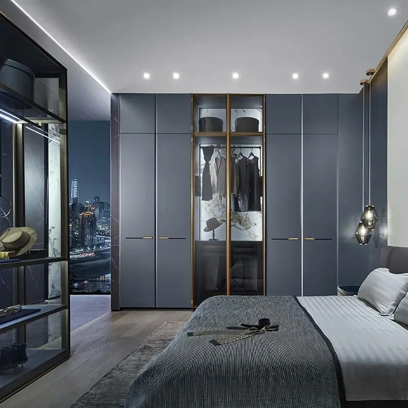 Custom Modern Blue Fitted Wardrobes Closet for Sale