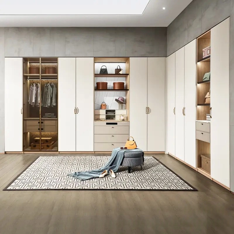 European Style White and Grey Hinged Wardrobe for Sale