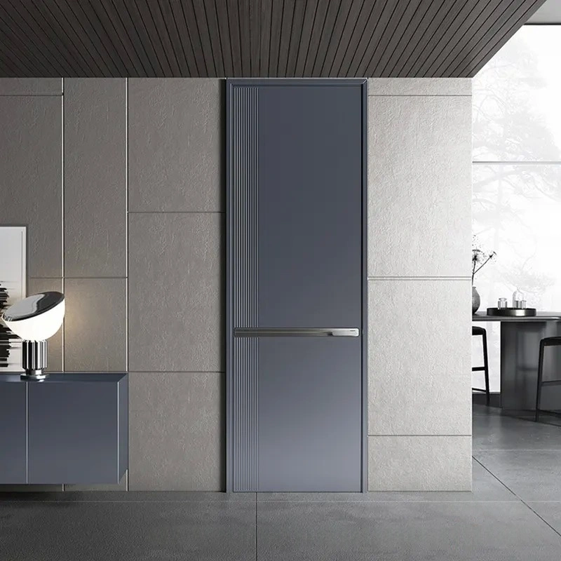 Modern Dark Blue Flat Interior Wooden Door