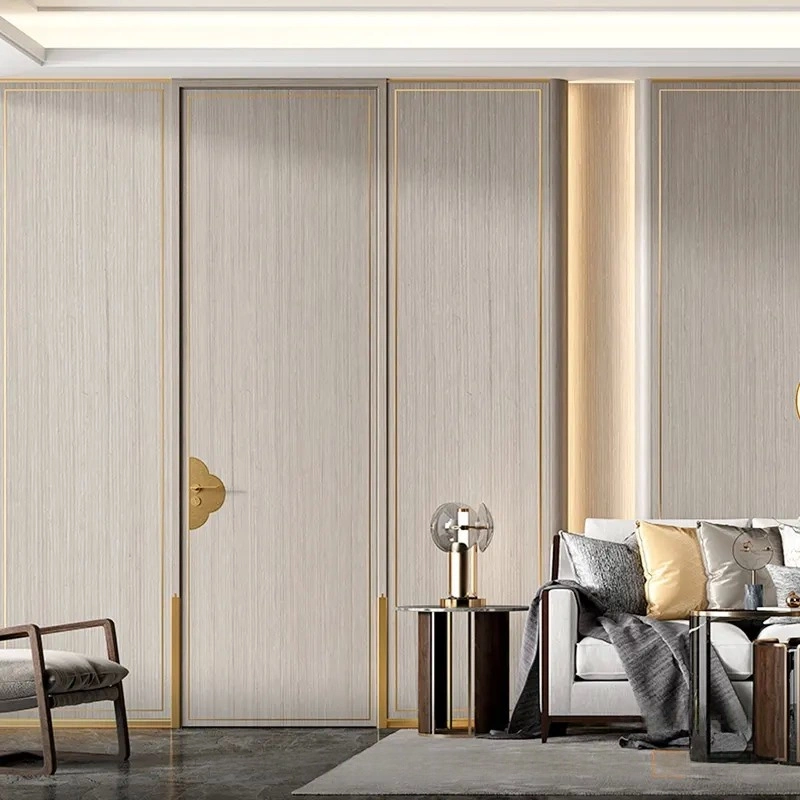 wooden interior door with brass hardware