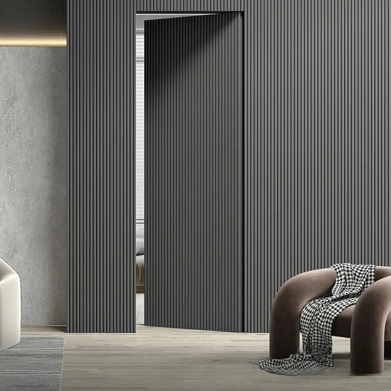 High-end dark grey wooden interior door