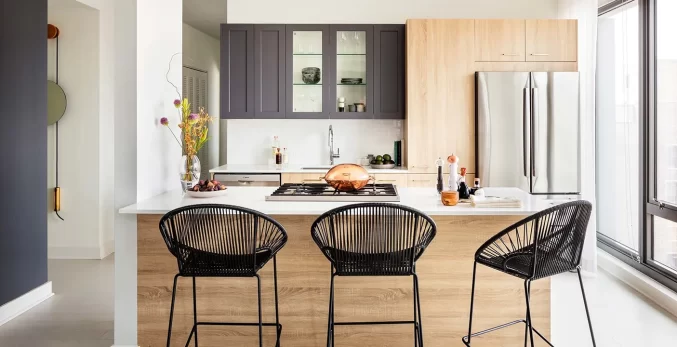 chicago-apartments-project-grey-shaker-and-white-oak-wood-kitchen-cabinets