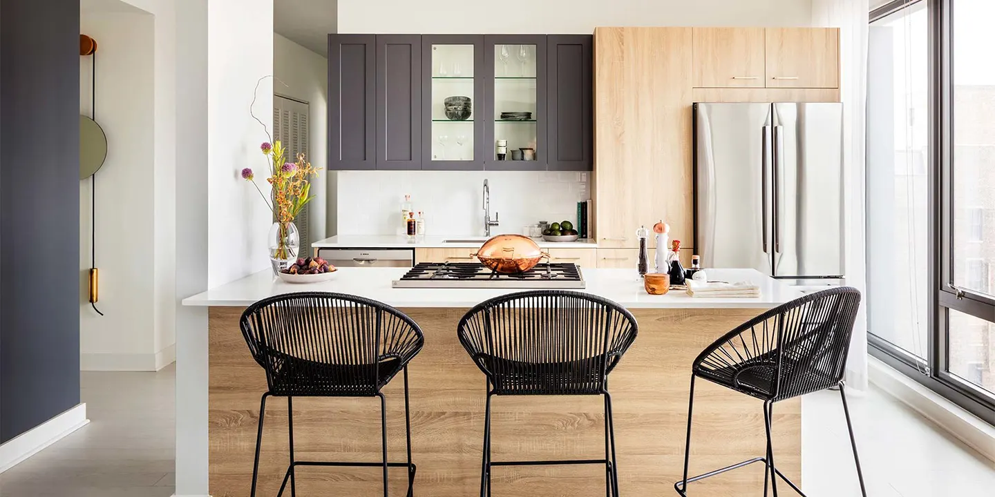 White Oak Kitchen Cabinets for Condo Developments: A B2B Guide chicago-apartments-project-grey-shaker-and-white-oak-wood-kitchen-cabinets